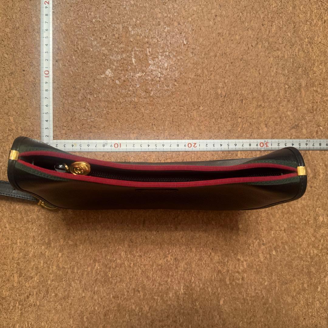 【希少】GUCCI 黒レザーショルダーバッグ　オールドロゴ