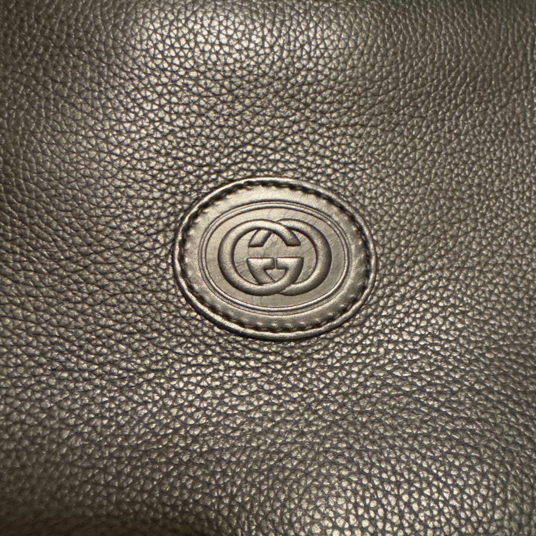 【希少】GUCCI 黒レザーショルダーバッグ　オールドロゴ