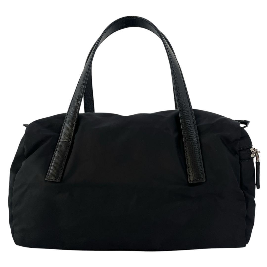 美品　プラダ　ハンドバッグ　ミニボストン　三角ロゴ　テスートナイロン　ブラック