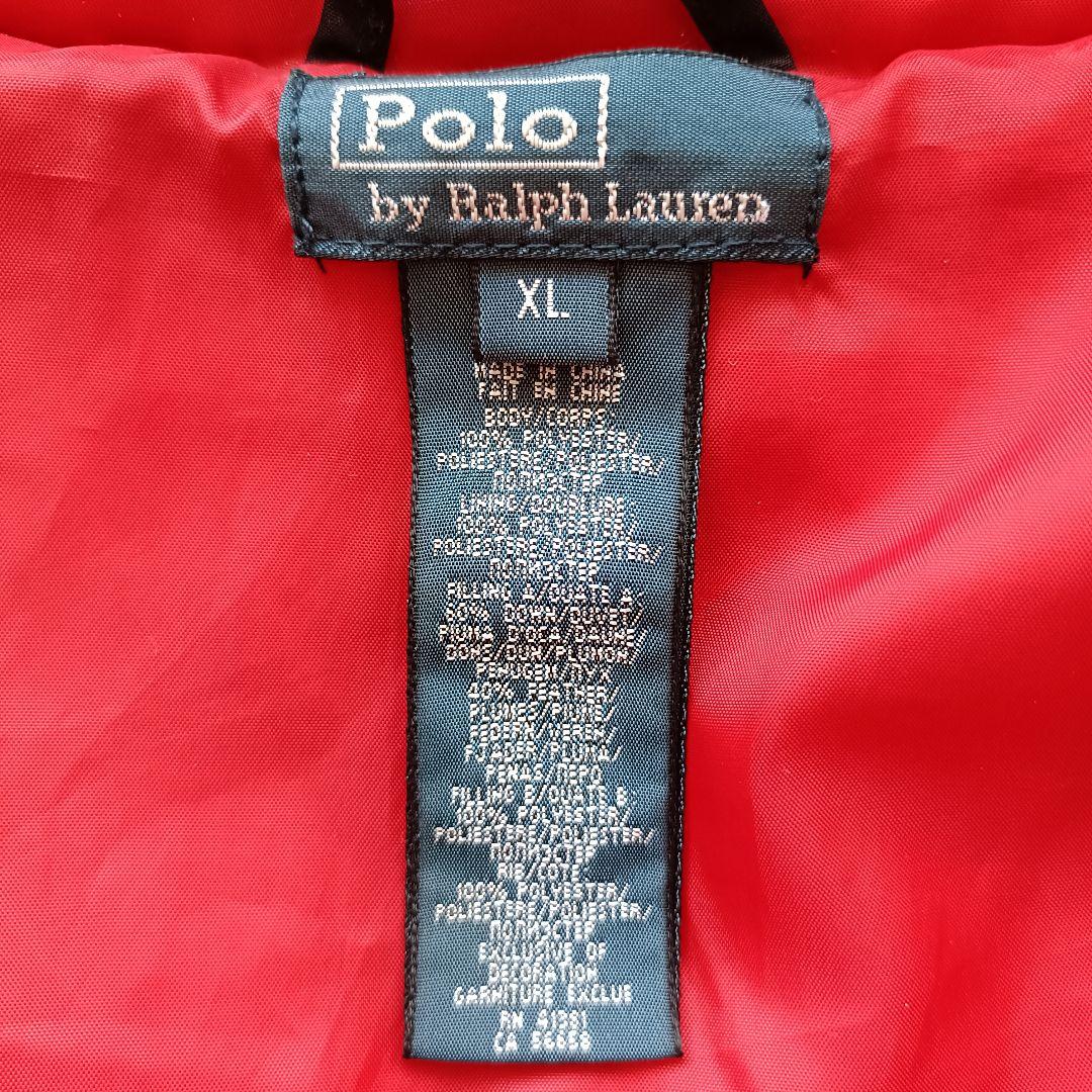 人気モデル XL ビッグポニー刺繍 ラルフローレン ダウンジャケット 黒x赤