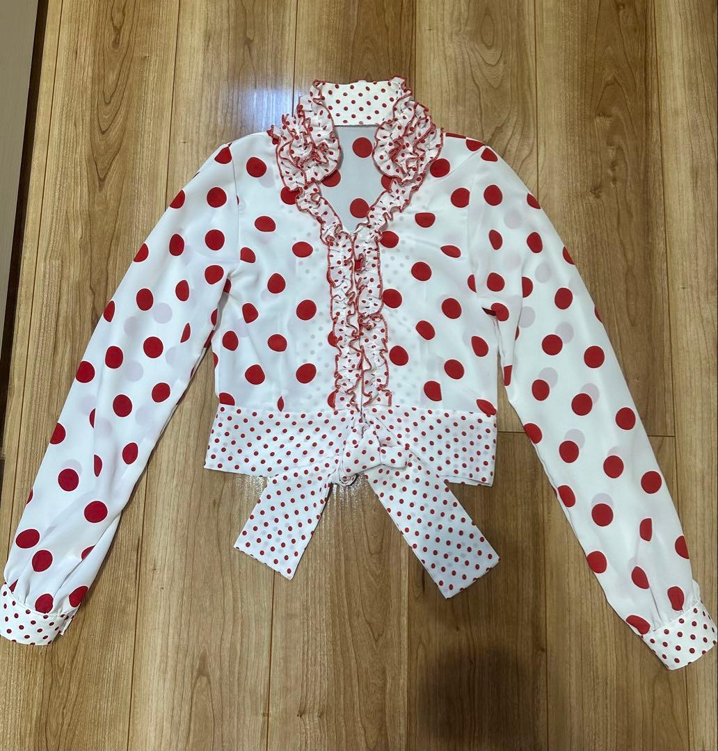 再値下げ フラメンコ衣装 ツーピース 赤白水玉