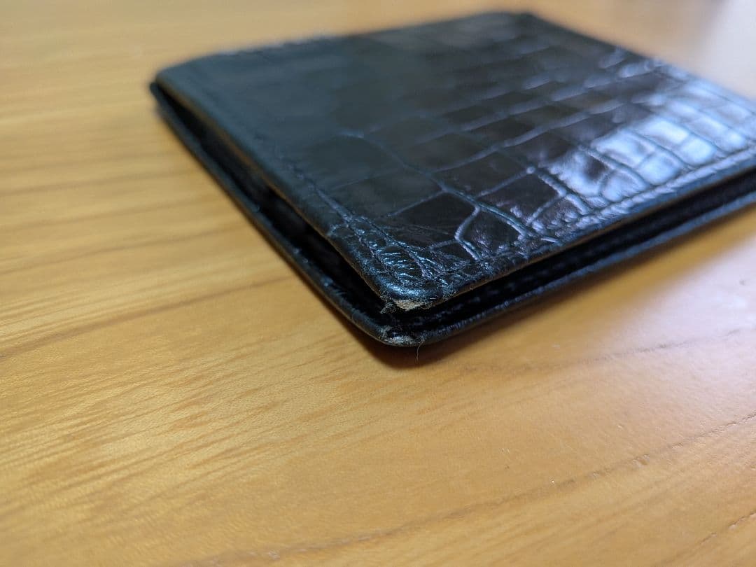 【希少】PRADA マネークリップ付 クロコダイル調 型押し 財布 黒