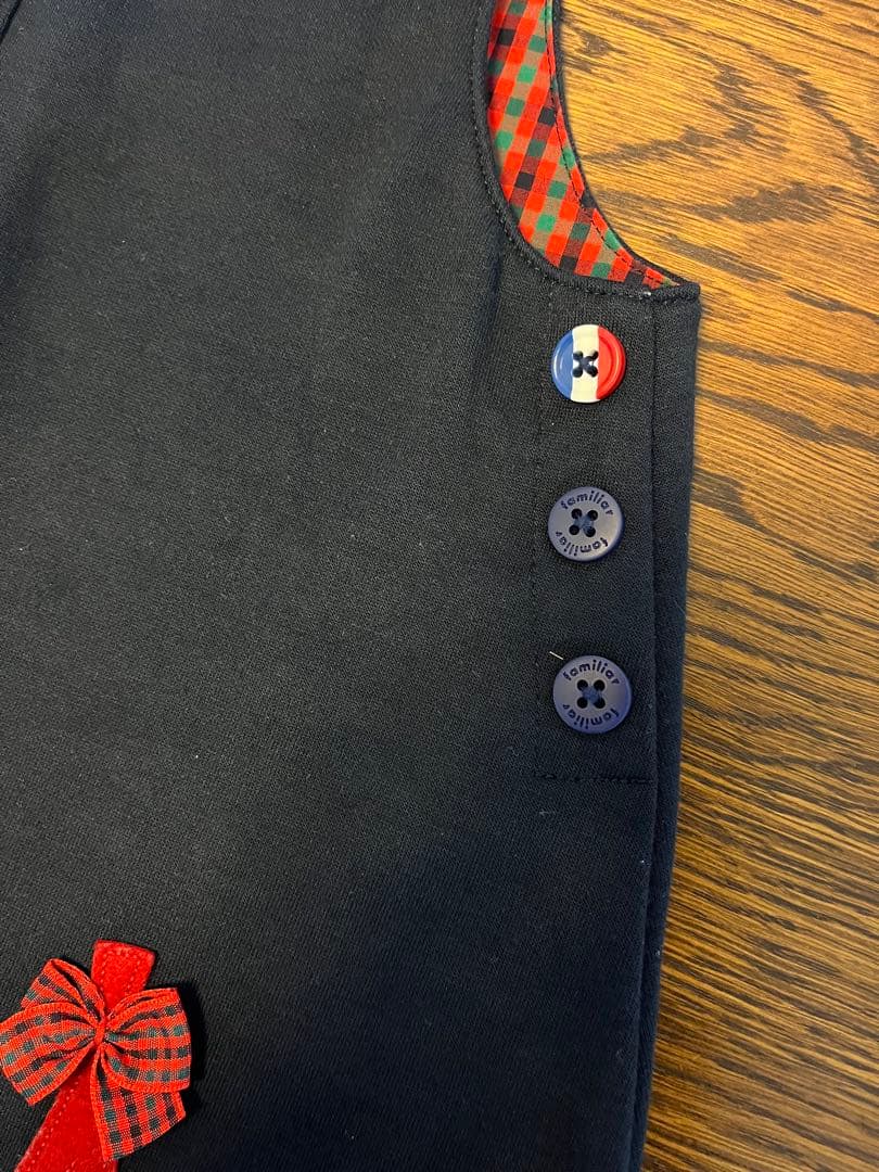 ファミリア　美品　パリ　エッフェル塔　完売　ジャンパースカート　リボン