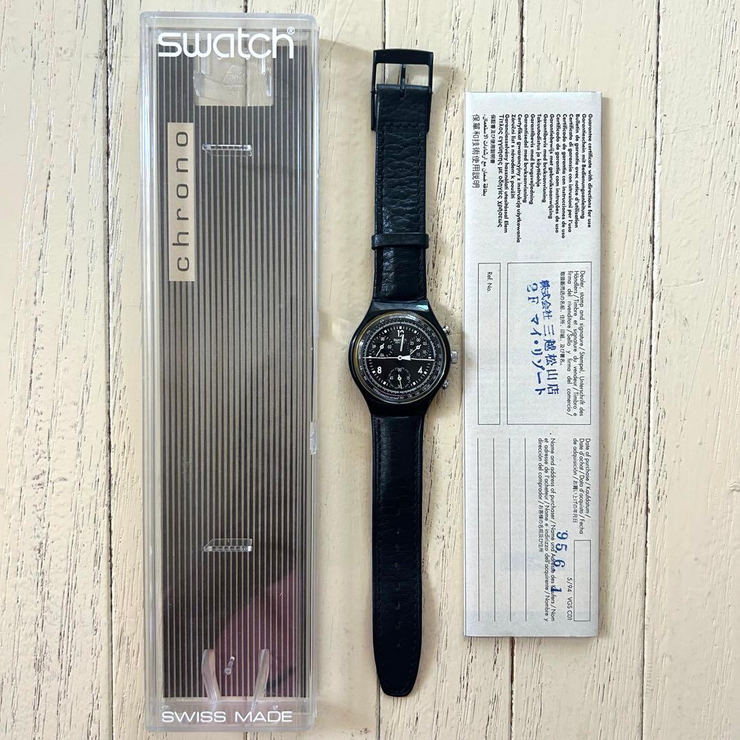 「激レア」 SWATCH レザーベルト 1995年 美品 スイス製 防水