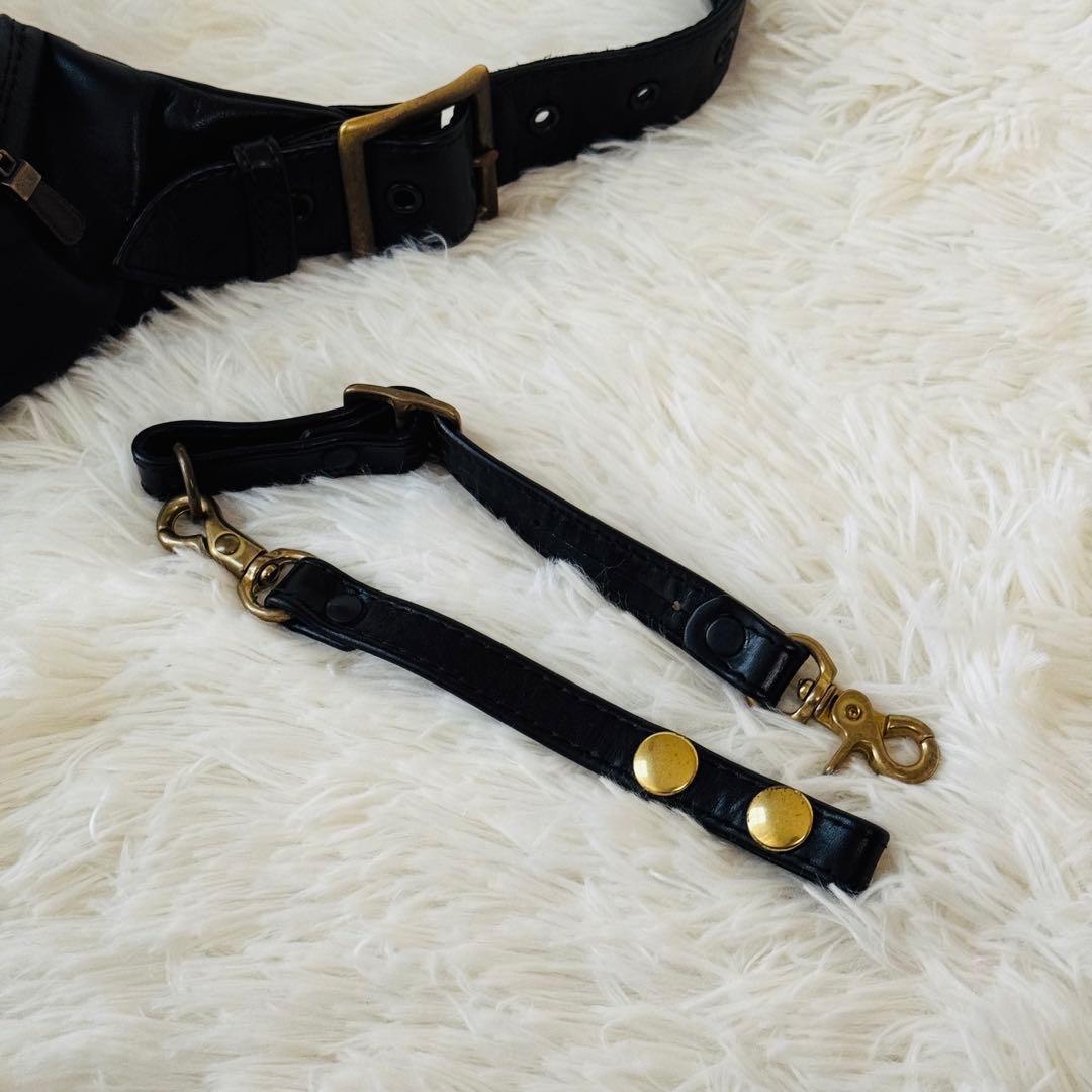 極輝】 カドヤ　本革　ボディーバッグ　三点止め　ショルダー　ライダース　バイカー