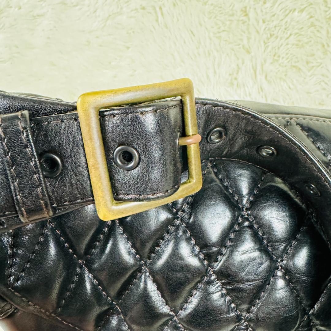 極輝】 カドヤ　本革　ボディーバッグ　三点止め　ショルダー　ライダース　バイカー