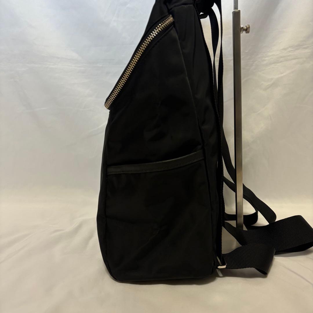 【美品】アニエスベー ブラック ナイロン リュック パスケース付き バックパック