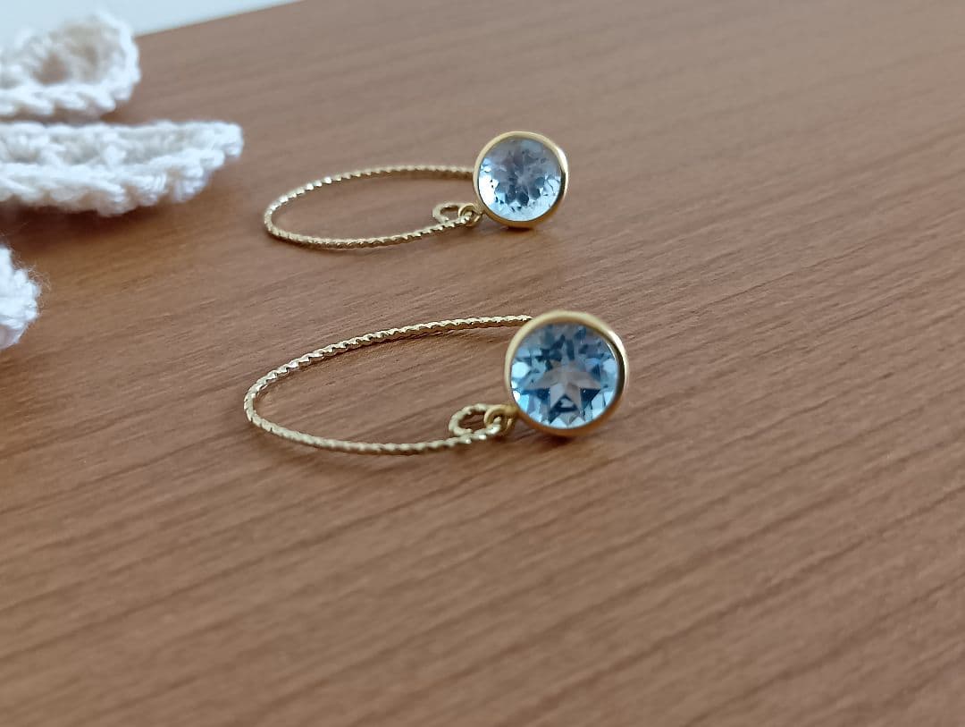 461 一点のみ14kgf宝石質レモンクォーツコンケーブスタッドピアス