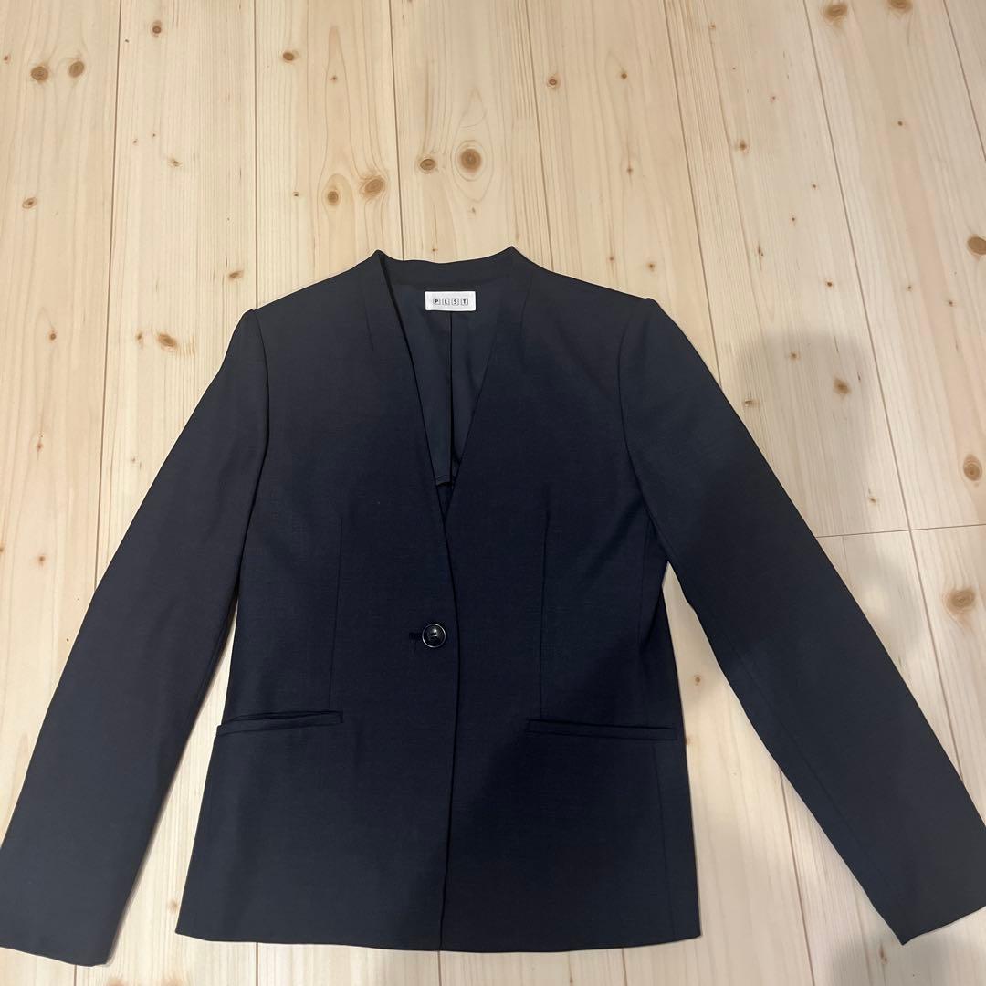 お値下げ⭐︎プラステ　ノーカラージャケット　パンツスーツ　ネイビー　紺　L