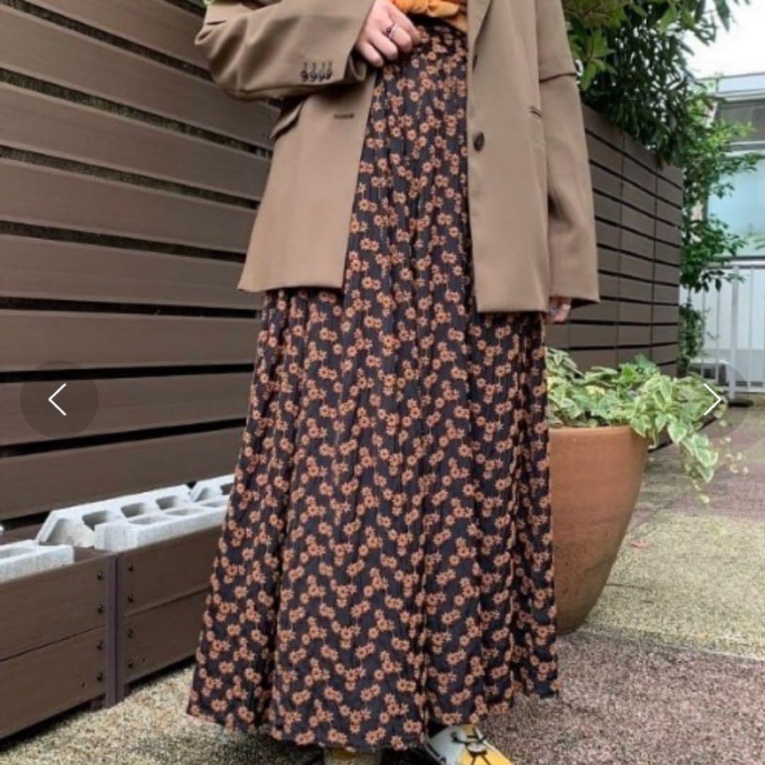 FUMIE TANAKA 花柄 フレア 刺繍 ギャザー ロング丈 ボタニカル