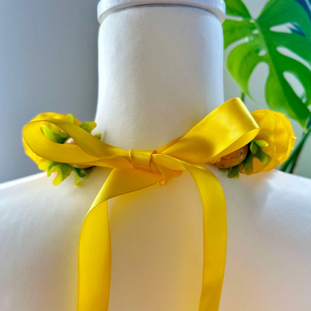 フラダンス ハワイアンリボンレイ 傘寿 米寿　長寿祝い 誕生日　プルメリア付き