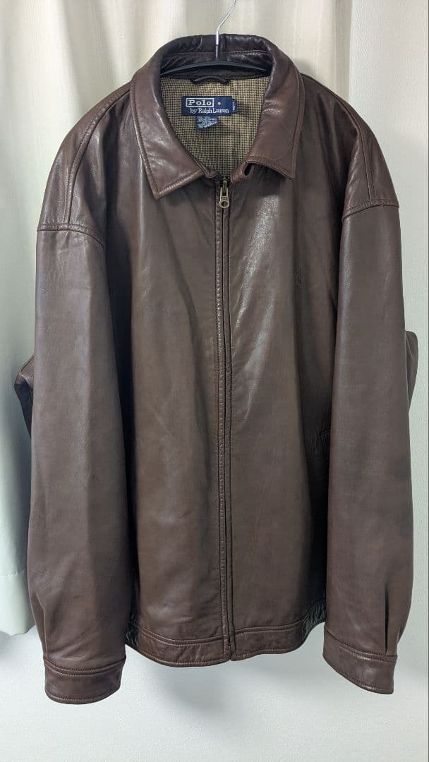 polo by ralph lauren ブラウンレザー ジッパージャケット
