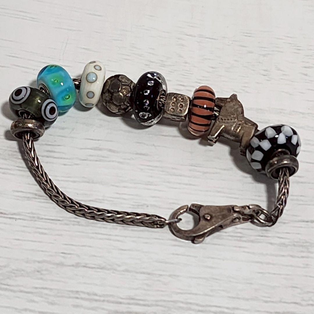 ブレスレット ビーズ ホース サッカーボール シルバー トロールビーズ