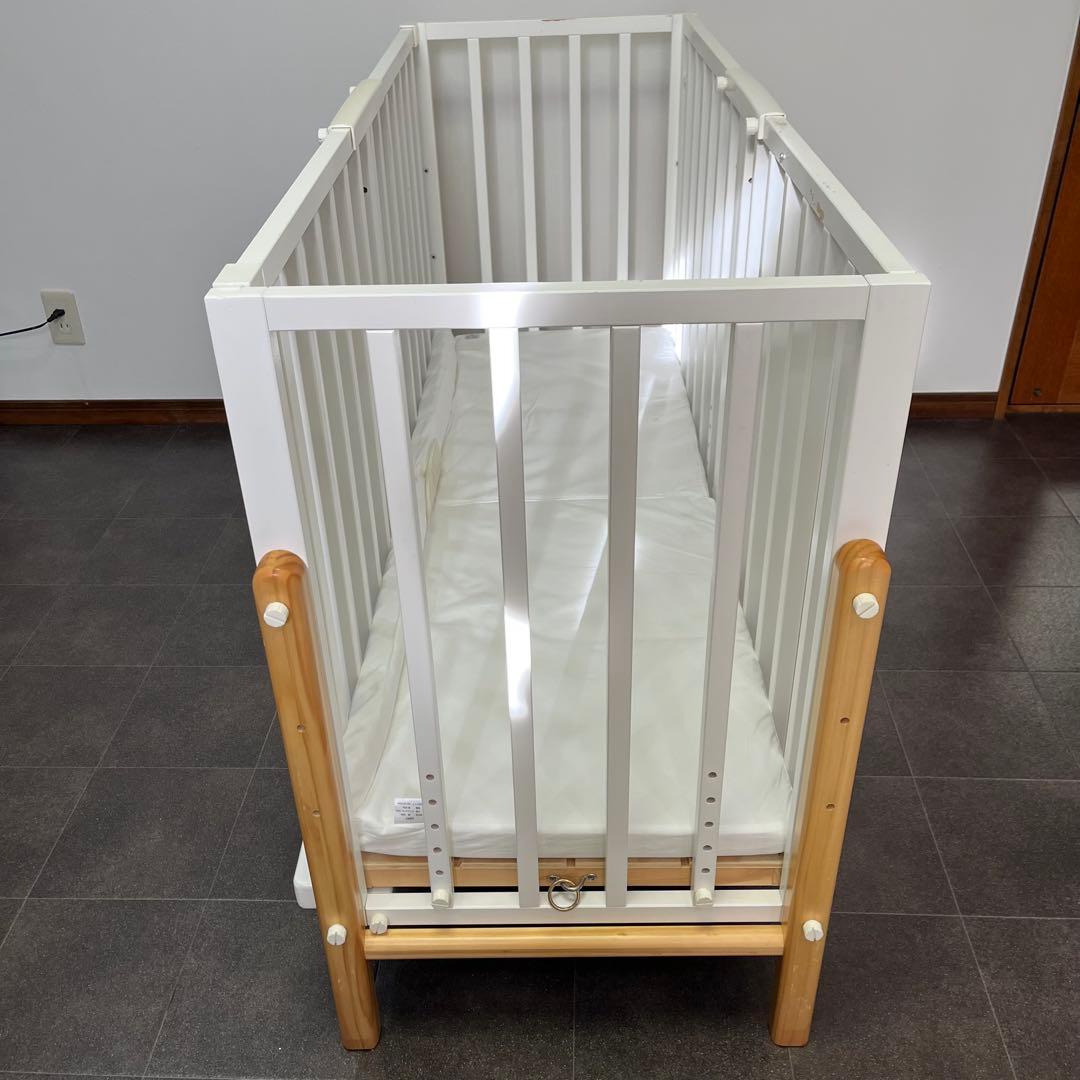 大和屋 ベビーベッド そいねーるⅢ ホワイト マットレス付き