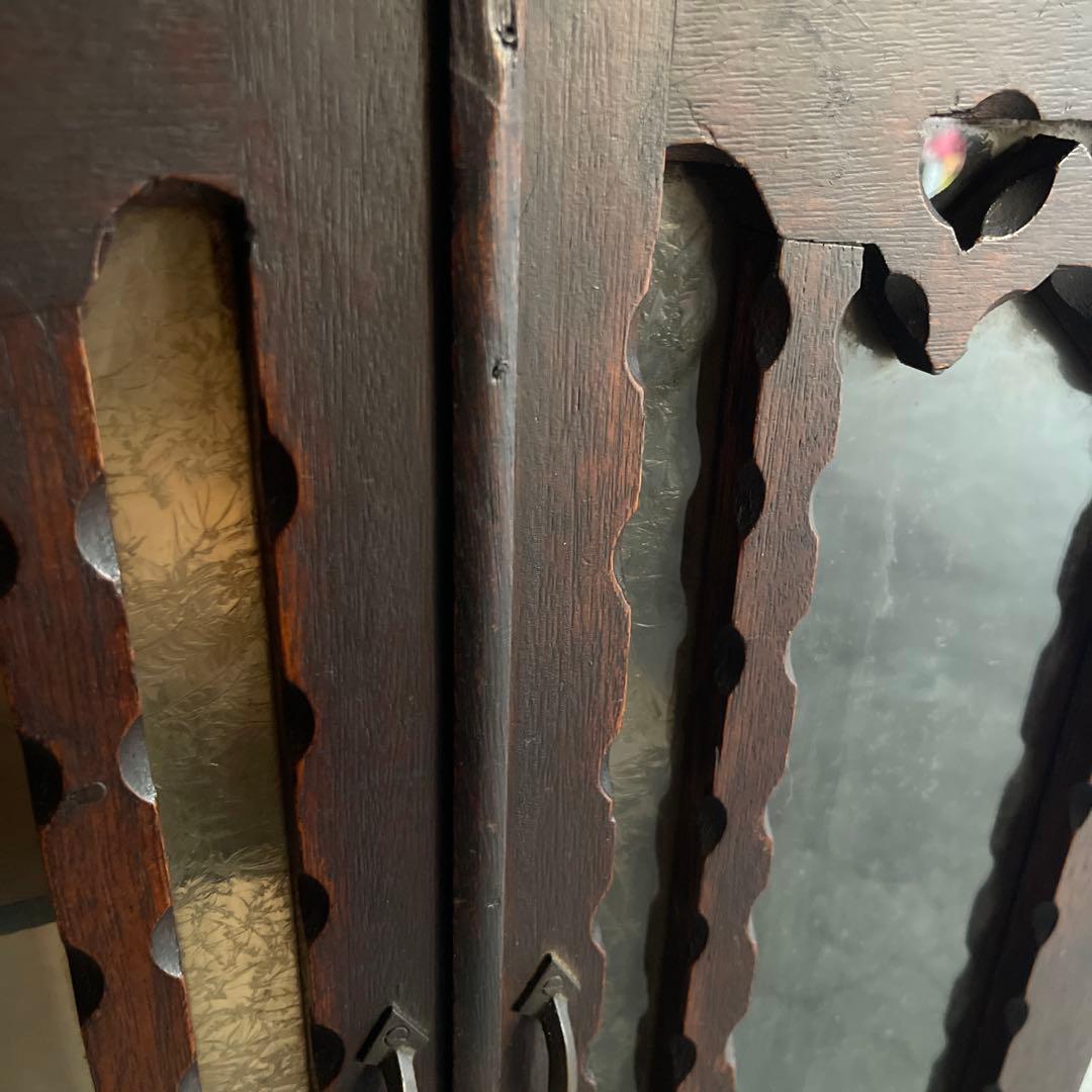 昭和レトロ　古い木製収納棚　飾り棚　キャビネット　アンティーク