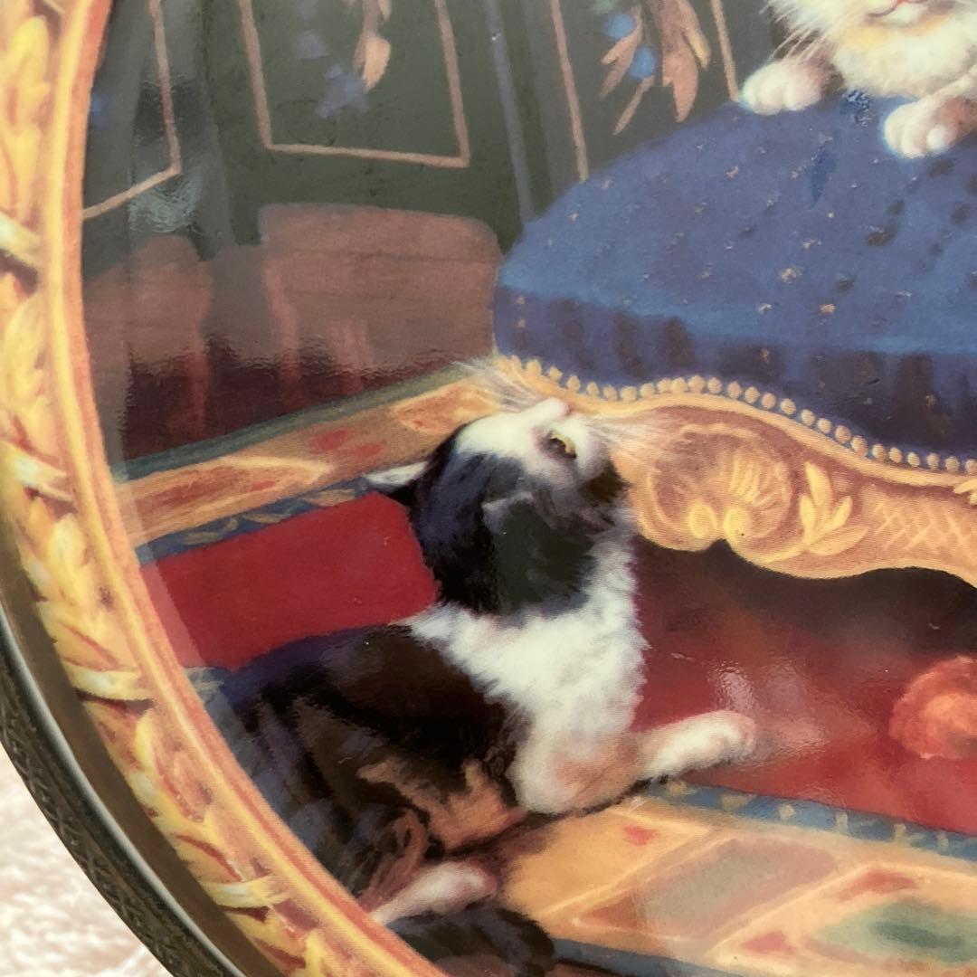 希少　マイセン 猫 壁掛け 飾り絵 プレート 猫の絵画 アンティークフレーム