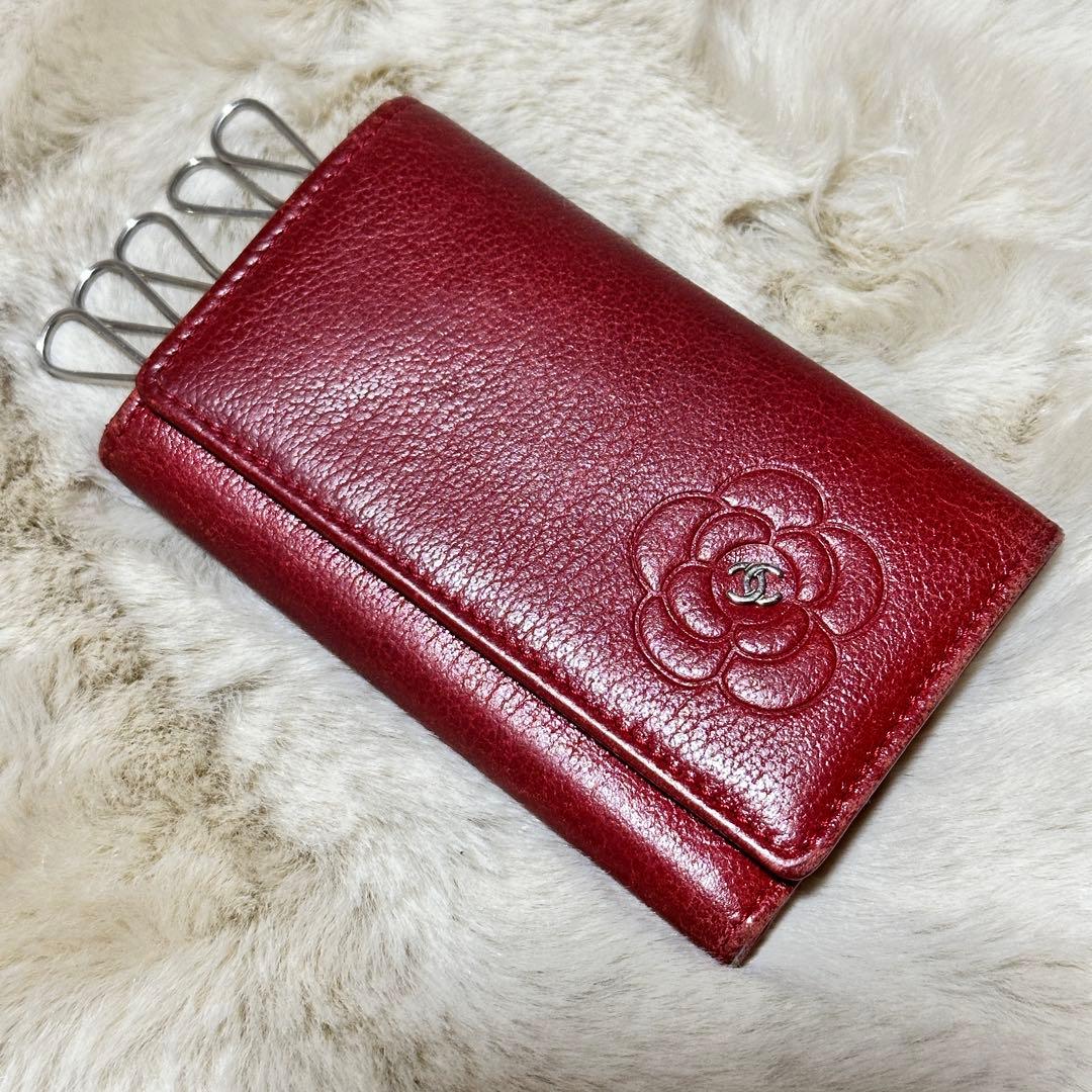 CHANEL 赤 レザー キーケース