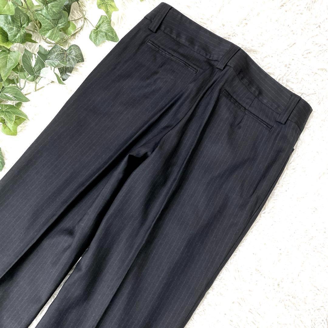 ★送料無料★シルク混✨KUMIKYOKU　ピンストライプ 1ボタン フレアパンツ