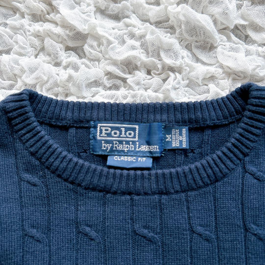 専用　　美品✨Polo Ralph LaurenケーブルニットMコットンネイビー