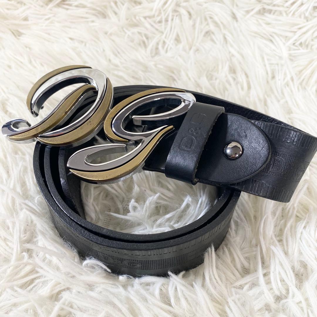 希少　DOLCE&GABBANA レザー　ベルト　ブラック　バックル　　DGロゴ