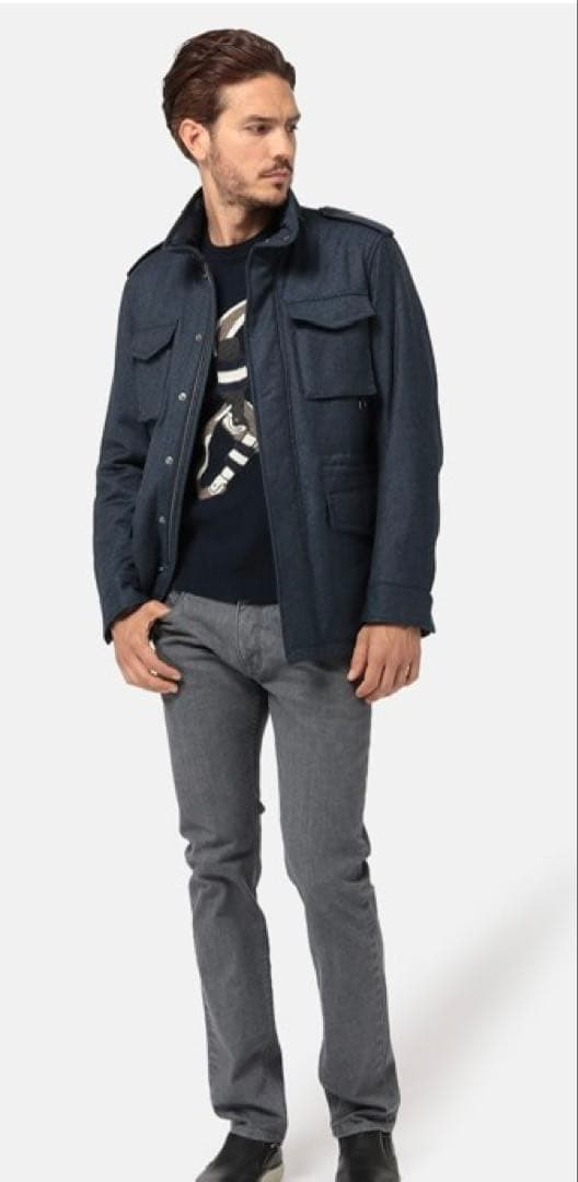 未使用タグ付き アクアスキュータム ウール フィールドジャケット ネイビー 3Ｌ