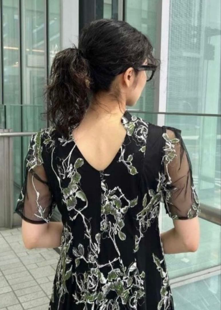 【Ameri】2WAY WILD ROSE CANVAS ART DRESS