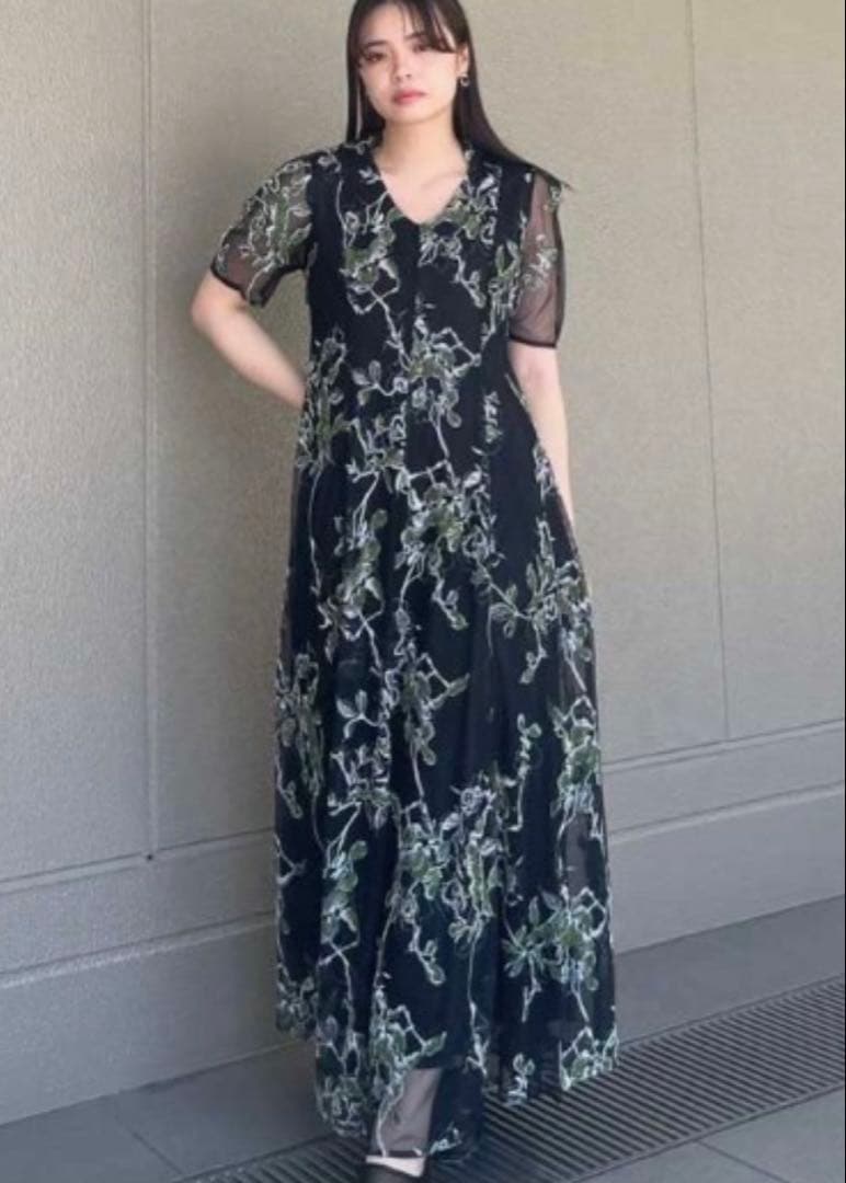 【Ameri】2WAY WILD ROSE CANVAS ART DRESS