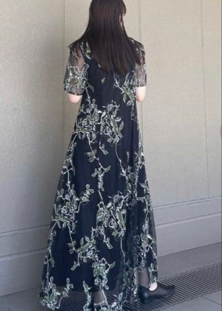 【Ameri】2WAY WILD ROSE CANVAS ART DRESS