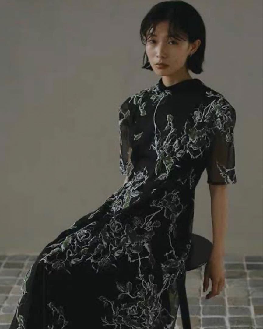 【Ameri】2WAY WILD ROSE CANVAS ART DRESS