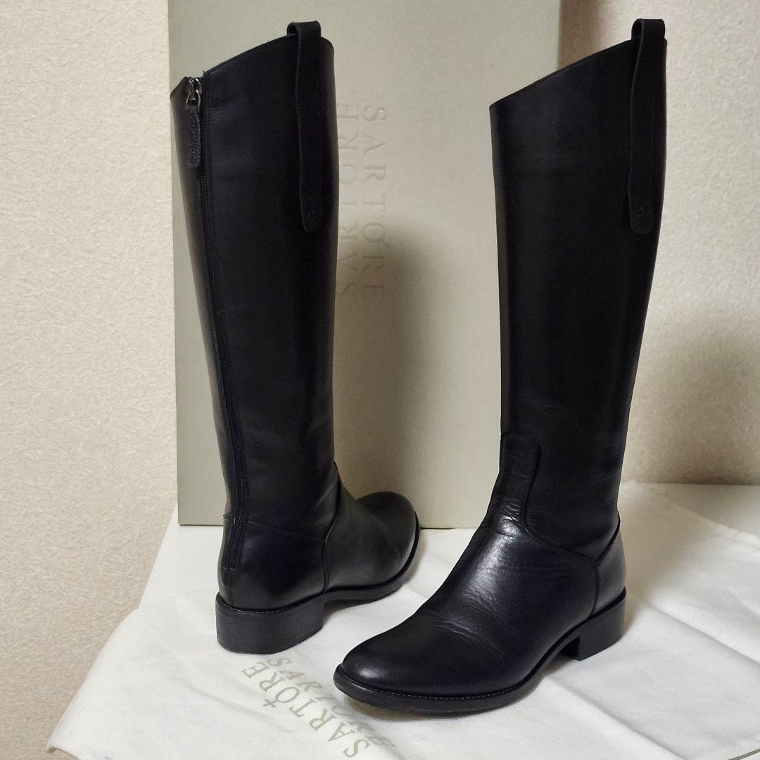 美品 サルトル バックジップ ジョッキーブーツ 36 ブラック