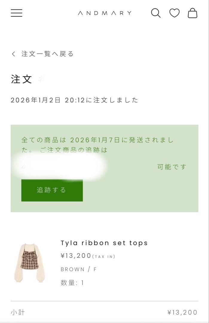 andmary Tyla ribbon set tops アンドマリー