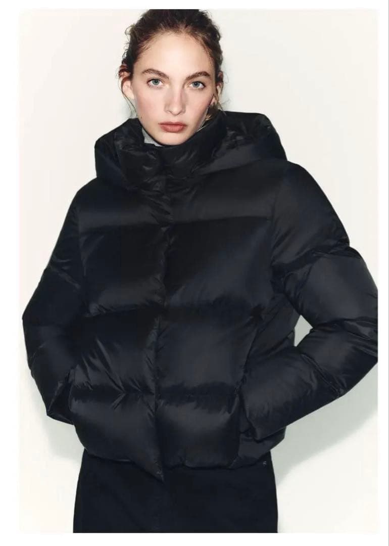 ZARA 撥水・防風フード付きショートダウンジャケット