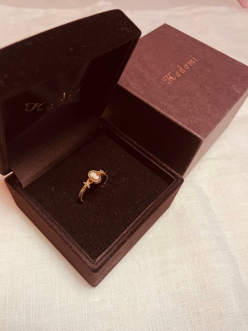 kadomi イタリアンシェルカメオリング K18ゴールド 星ダイヤモンド 指輪