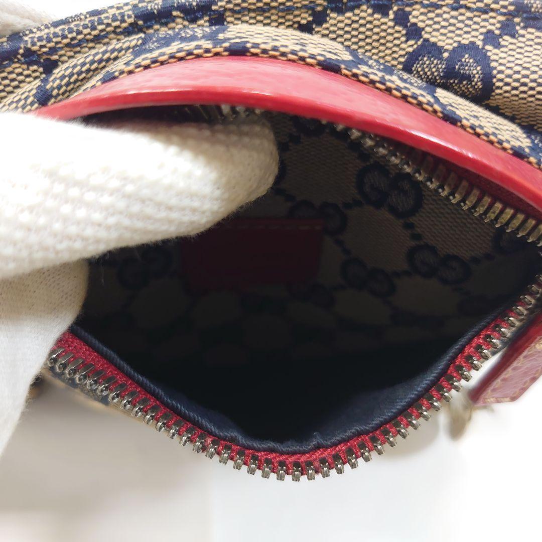 GUCCI グッチ ウエストポーチ ボディバッグ GGキャンバス レッド ブルー