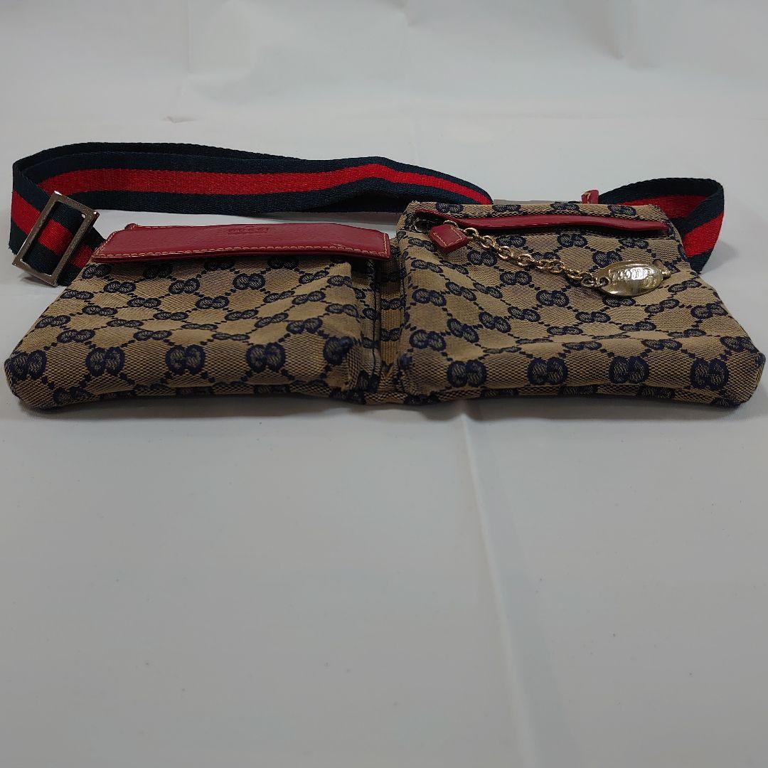 GUCCI グッチ ウエストポーチ ボディバッグ GGキャンバス レッド ブルー