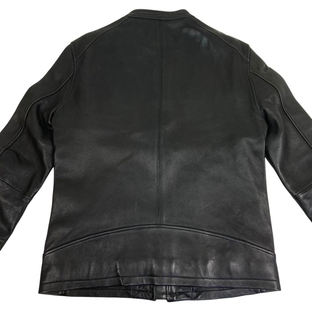 02M796◯ HARE ブラック 羊革 シングル ライダース レザージャケット
