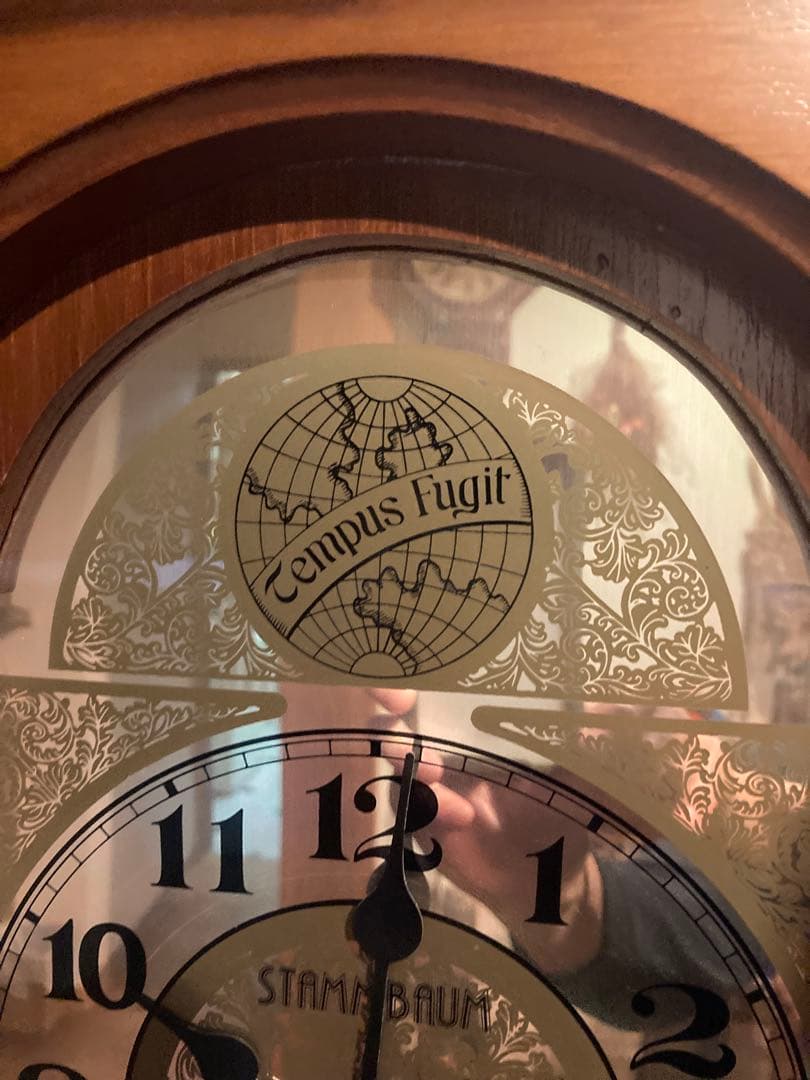 昭和レトロ　ホールクロックTempus Fugit アラーム 古時計 電池式