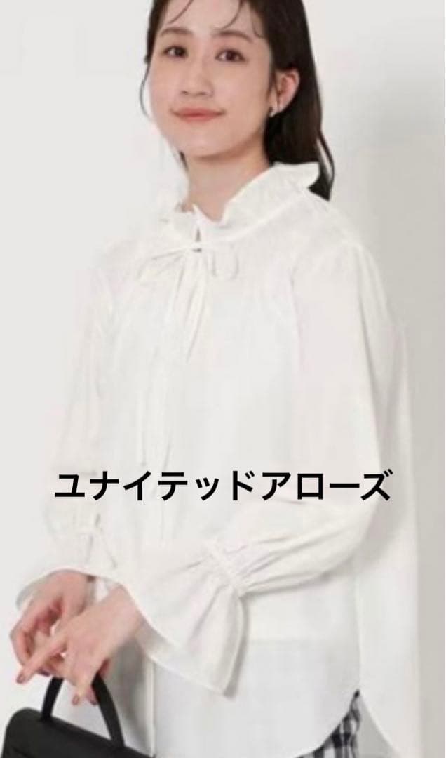 ユナイテッドアローズ　フリルカラー フレアスリーブブラウス　フリーサイズ