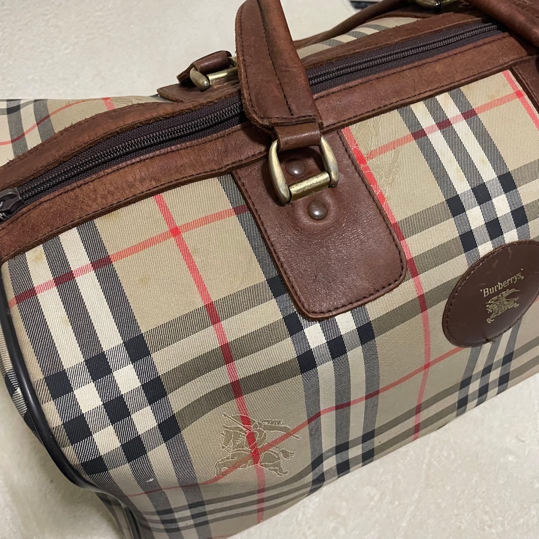 【3泊4日】 バーバリー ボストンバッグ ノバチェック 大容量 旅行 鍵付き