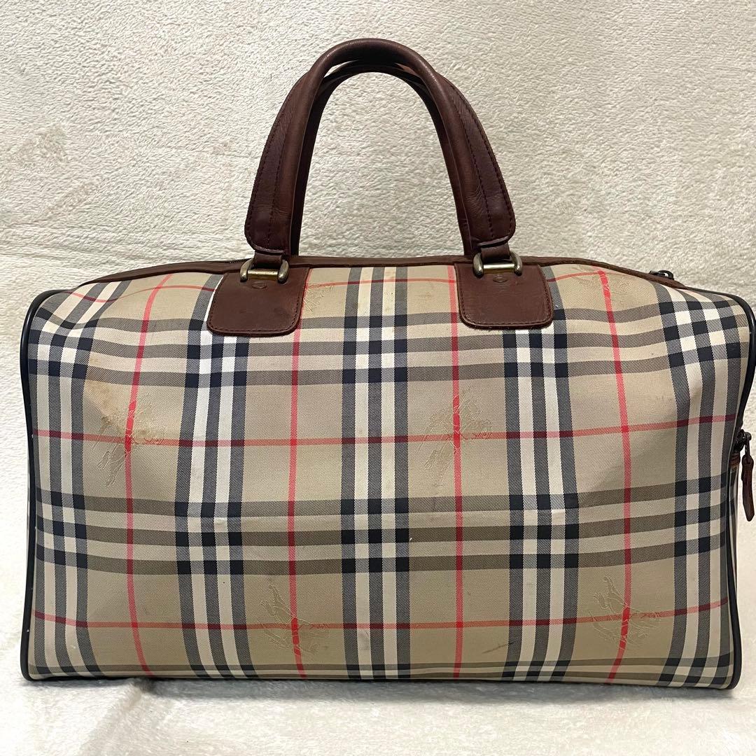 【3泊4日】 バーバリー ボストンバッグ ノバチェック 大容量 旅行 鍵付き