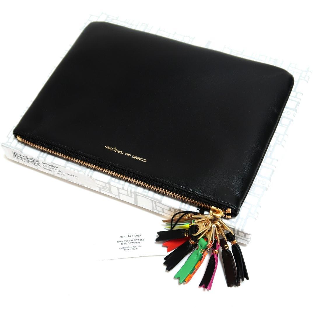 新品 コムデギャルソン ジップ レザー ポーチ 黒 ホリデー コレクション