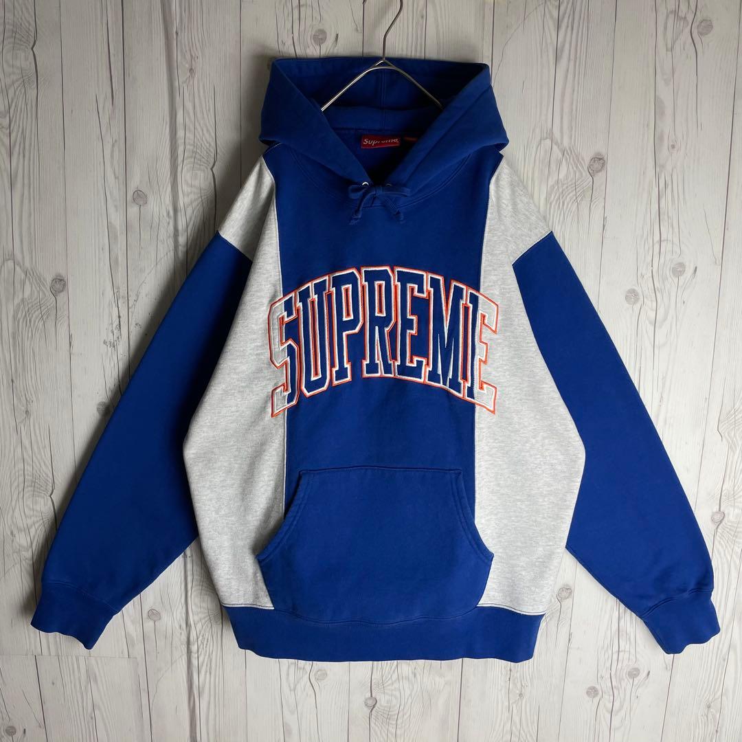 Supreme アーチロゴ パーカー コムドットゆうた着用 青 グレー