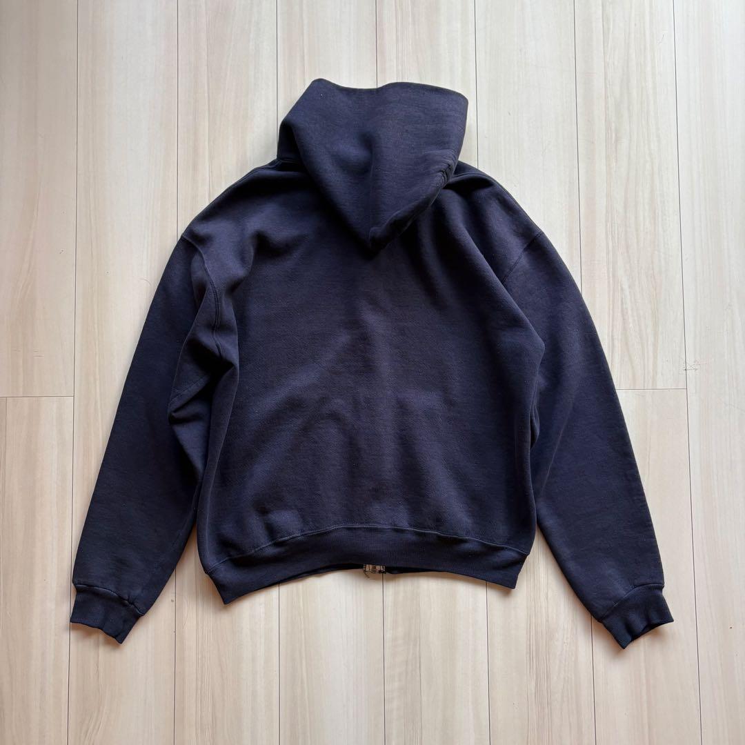-80s フルジップパーカー USA製 ナス紺 アルミジップ XL相当 フェード