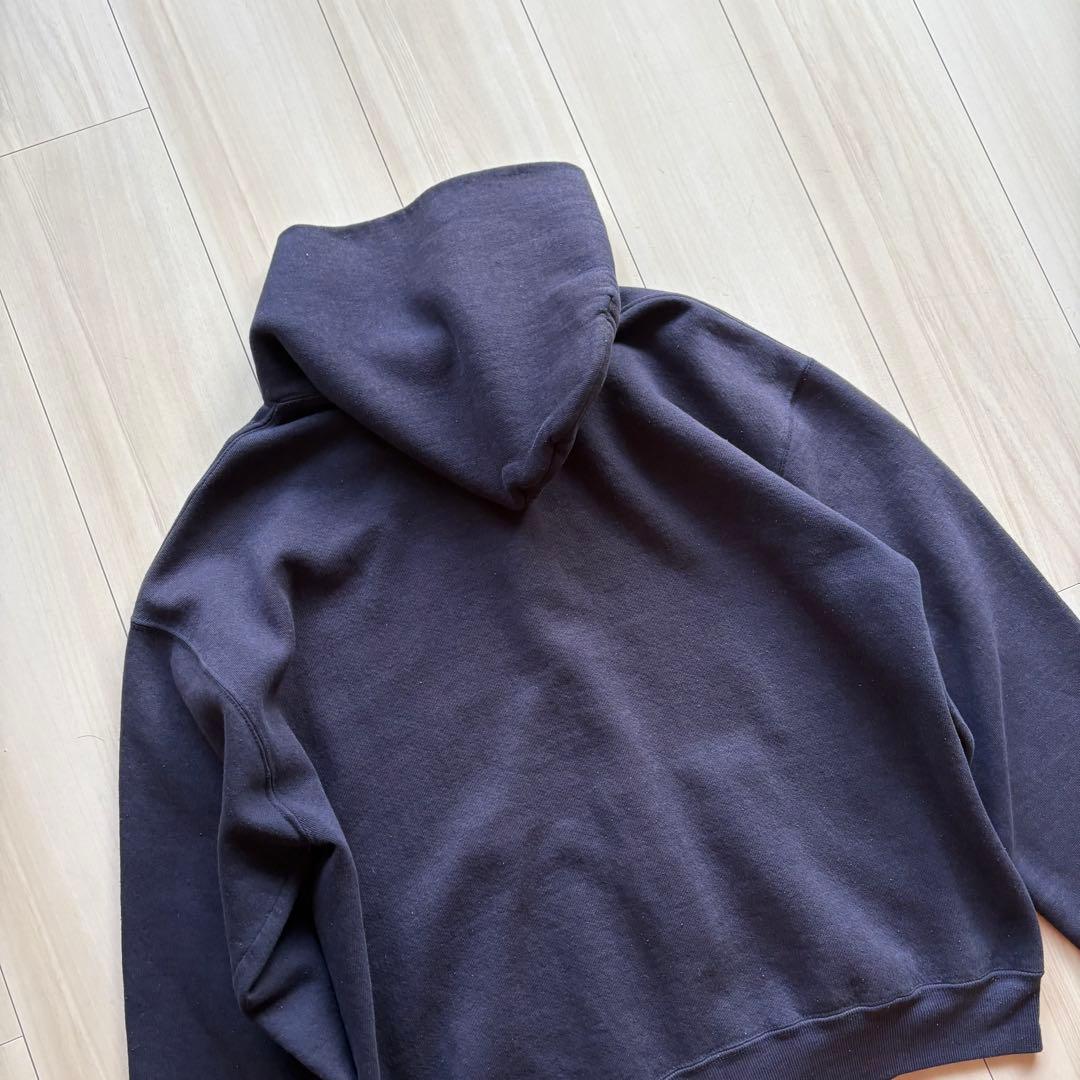 -80s フルジップパーカー USA製 ナス紺 アルミジップ XL相当 フェード
