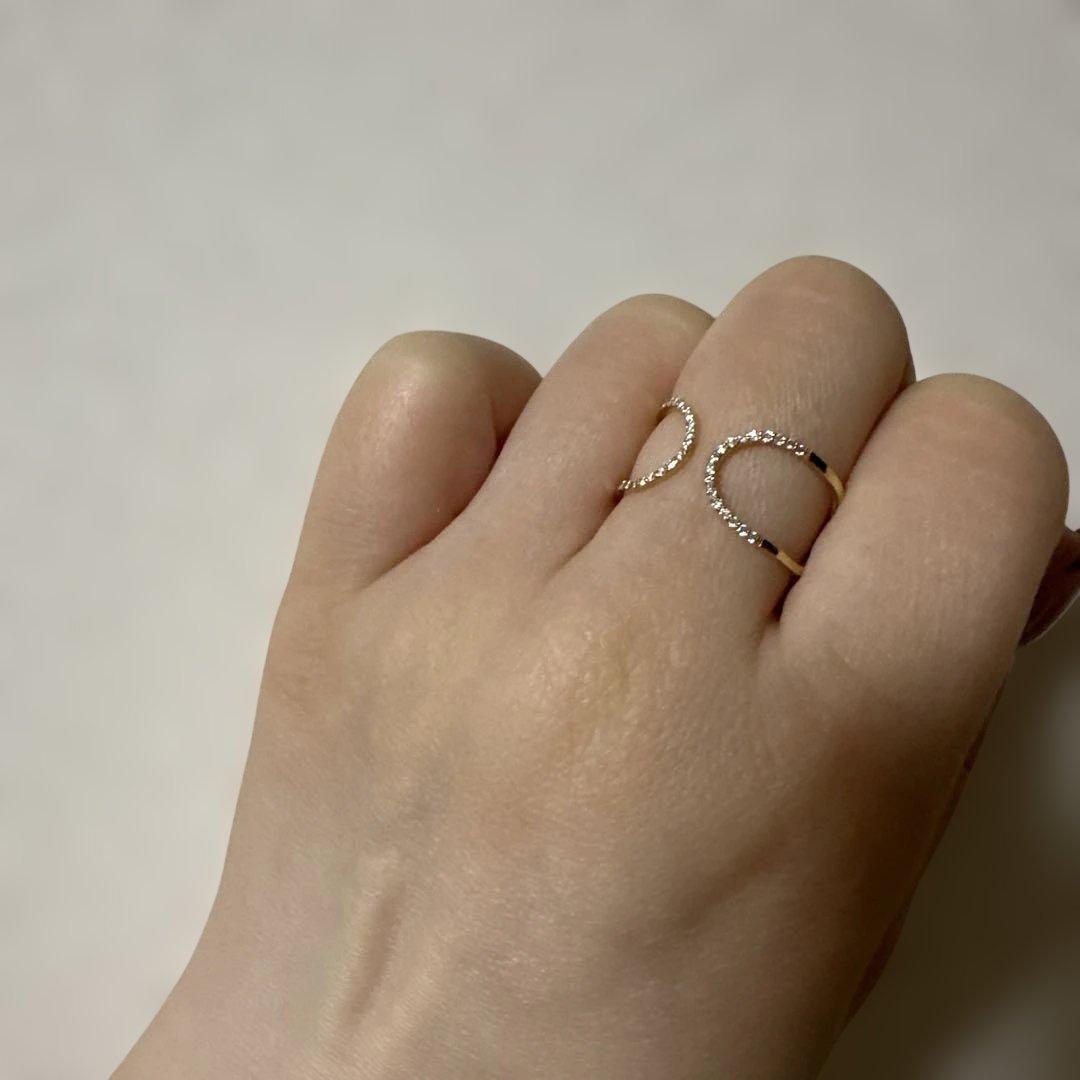 【ロミ様】ete K18YG パーティクル リング　ダイヤモンド0.1ct15号