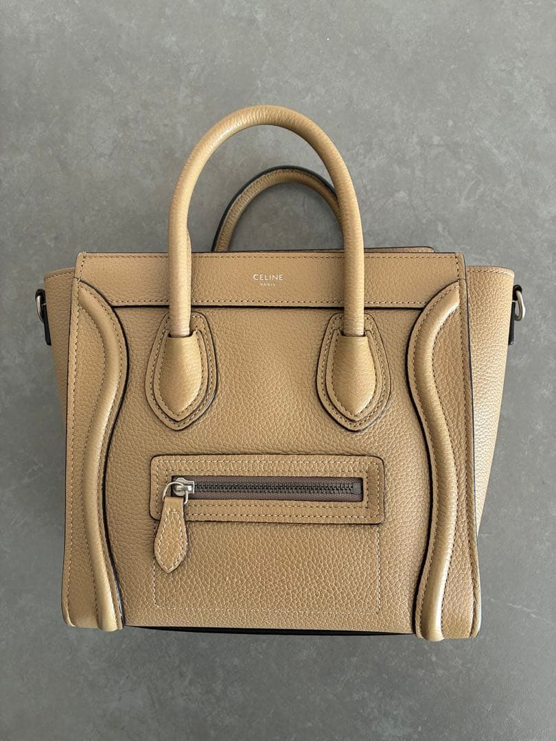 『本日のみ』美品Céline ラゲージナノショッパー　ベージュ ミニハンドバッグ