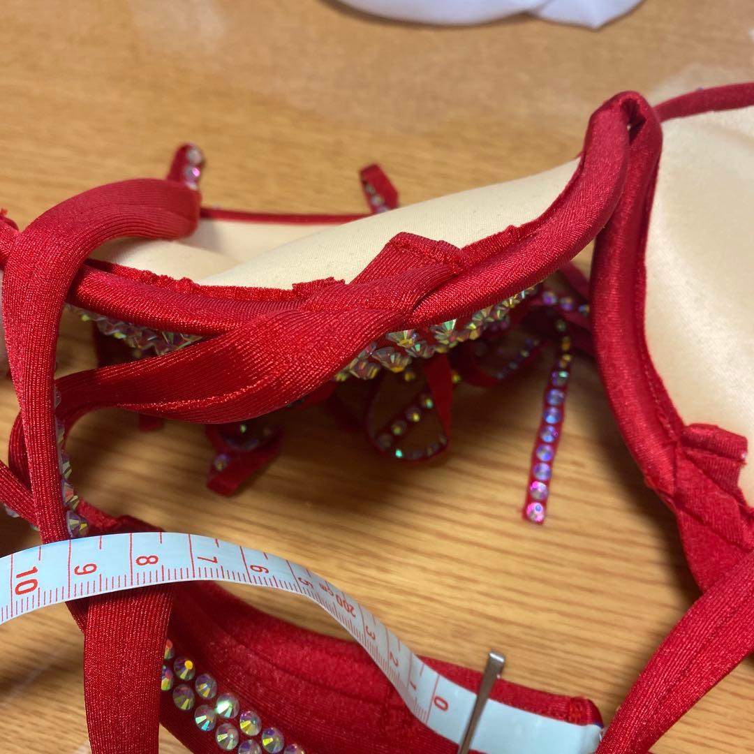 中古　赤　ビジュー装飾ベリーダンスセット