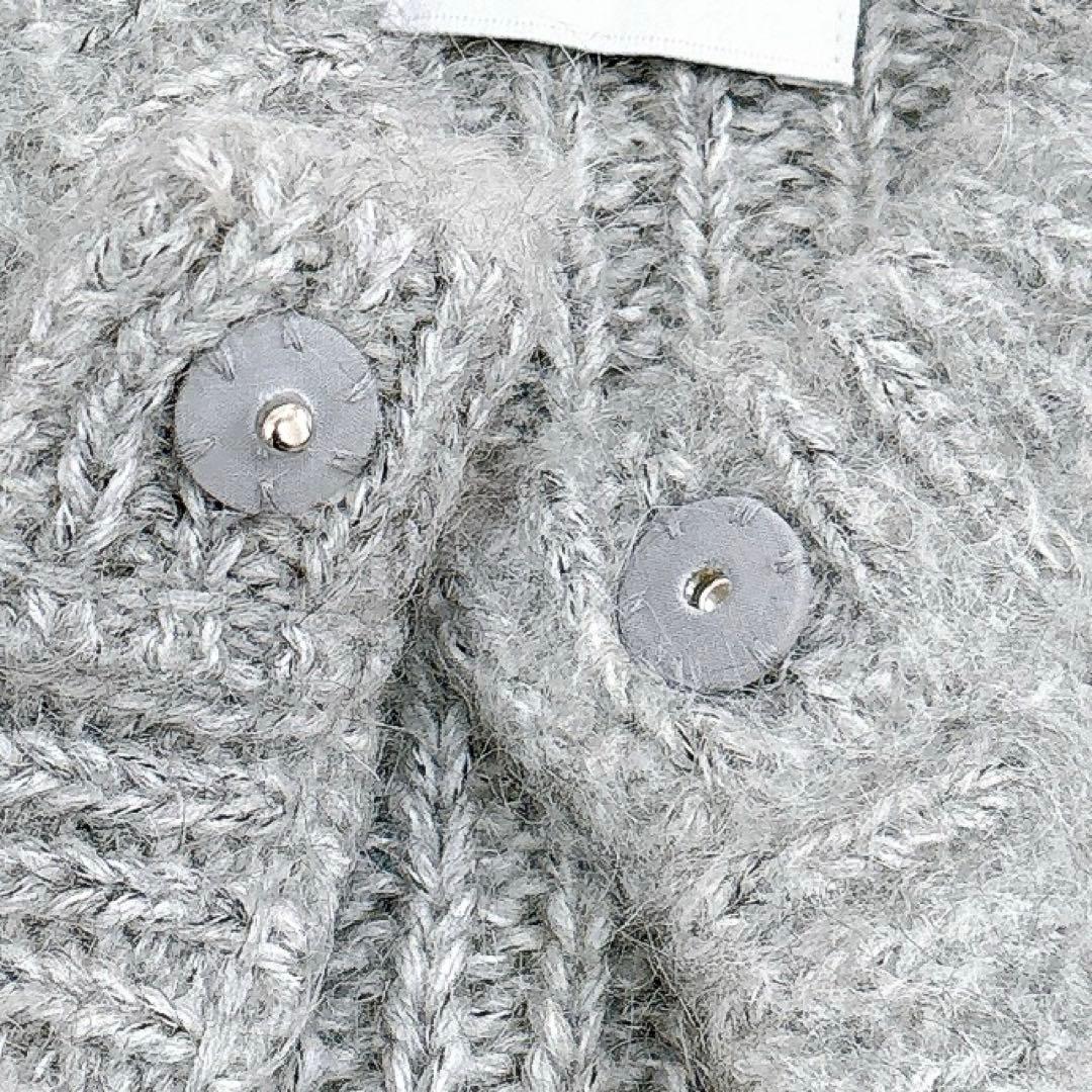 美品　クラネ　モヘヤシャギーニットカーディガン　グレー　ボリューム袖　サイズ2