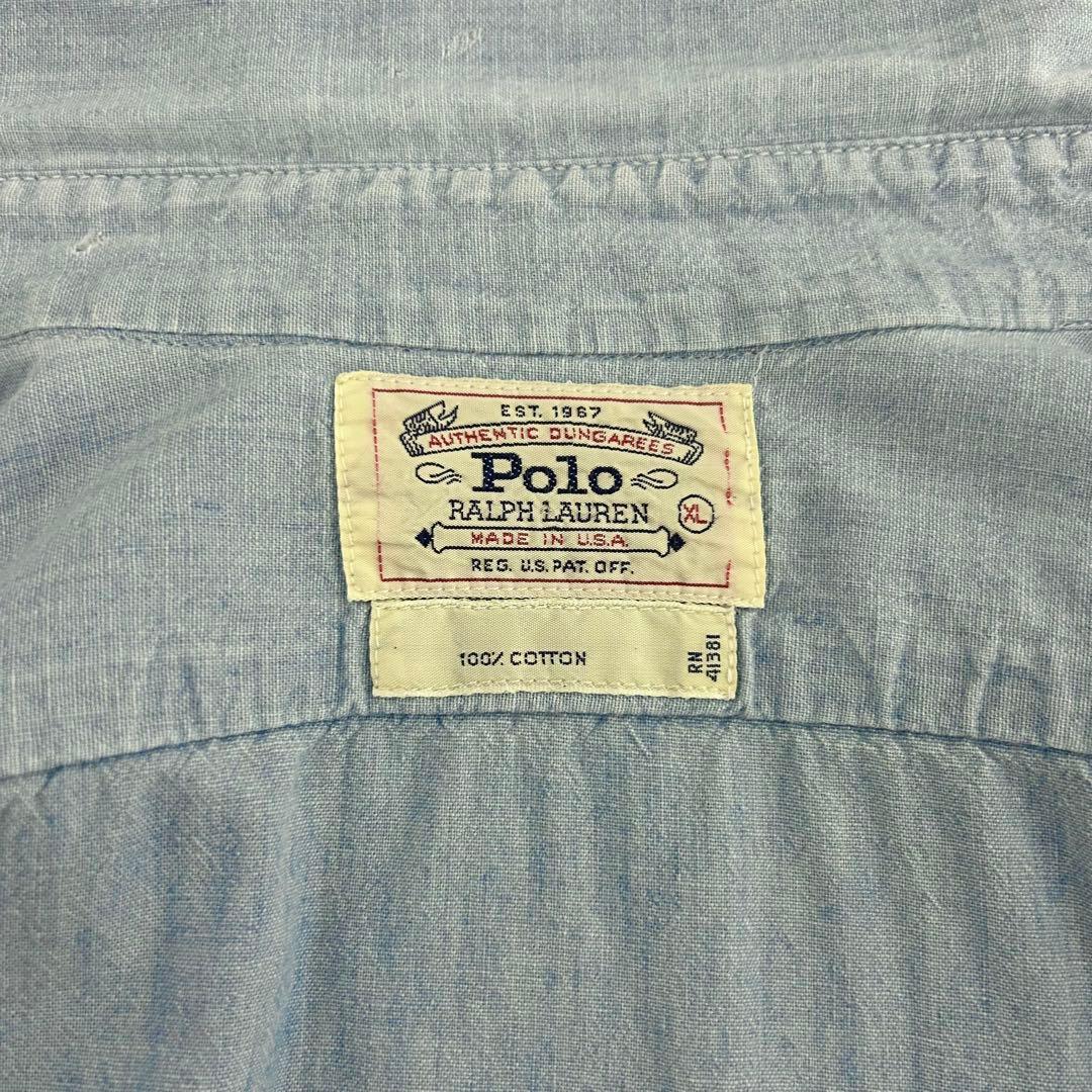 90s USA製 Polo Ralph Lauren シャンブレーシャツ XL