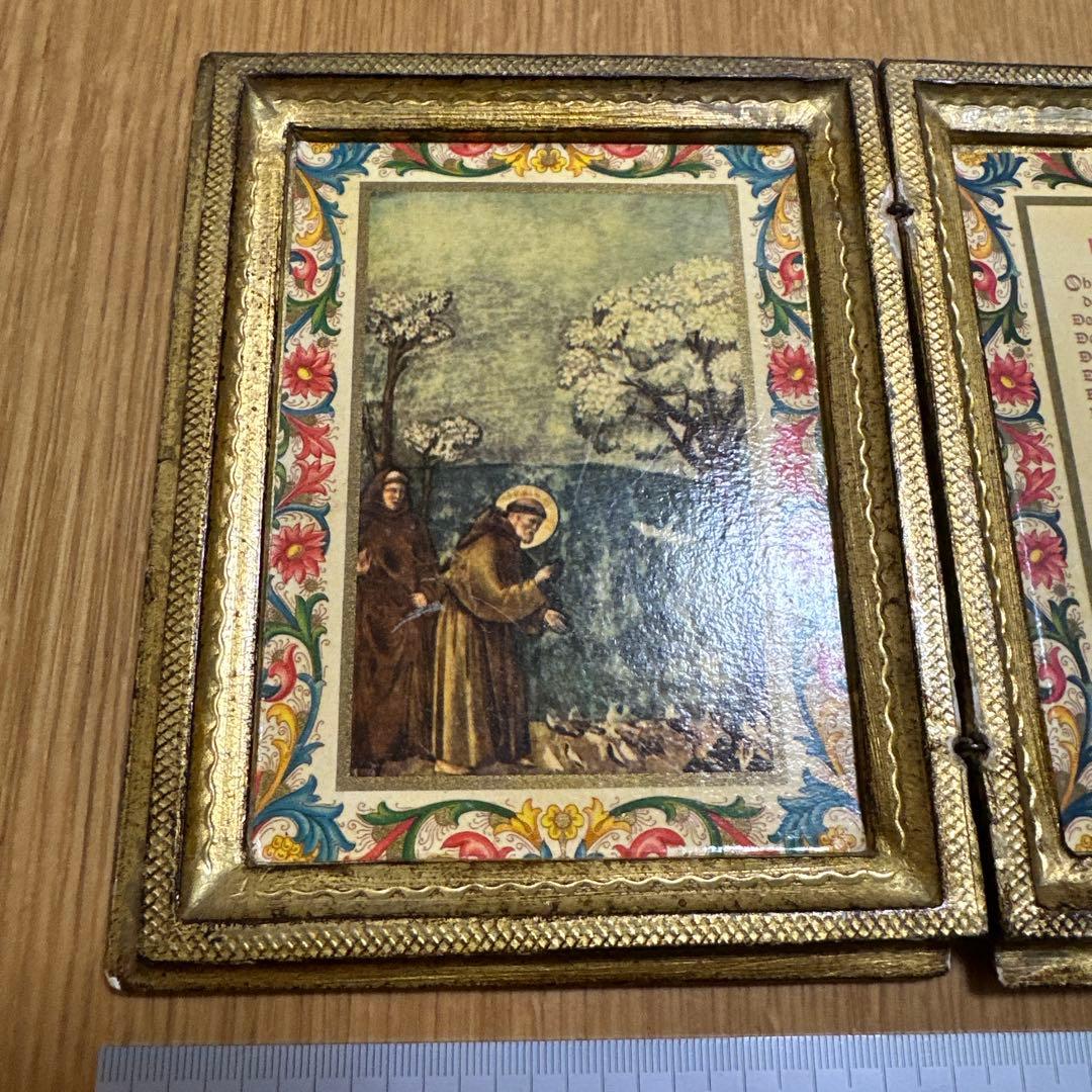 アッシジの聖フランチェスコの美しい祈りの額縁　アンティークフレーム